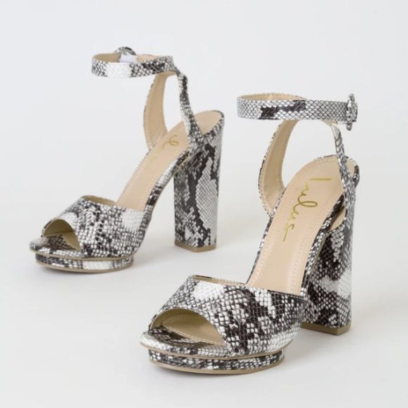 Lulu's Priya Snake Print Ankle Strap Platform Heel - Picture 2 of 11